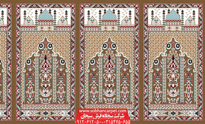 سجاده فرش محرابی برای مسجد طرح عروج - زمینه گردویی