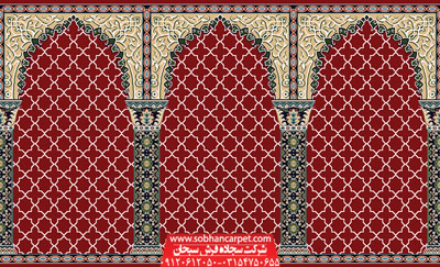 فرش سجاده محرابی طرح مناجات - زمینه قرمز روناسی