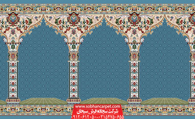 سجاده فرش مسجدی طرح نسترن - زمینه آبی