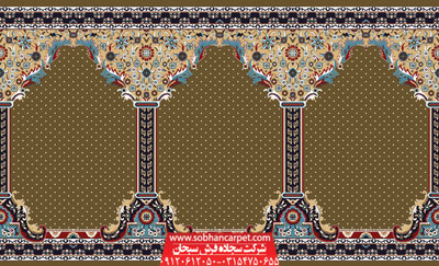 فرش مسجدی محرابی طرح طوبی - زمینه گردویی