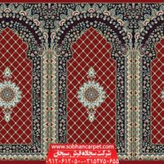 فرش سجاده محرابی مسجد طرح کرمان - زمینه قرمز روناسی