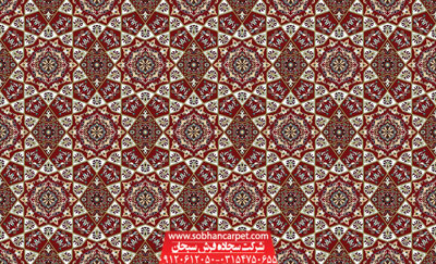 سجاده فرش تشریفاتی برای مسجد طرح خاتم - زمینه قرمز روناسی