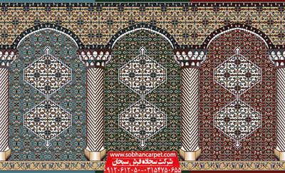 طرح زیبای فرش مسجد بیجار در رنگهای متنوع