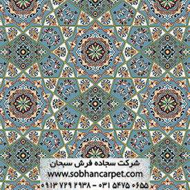 فرش مسجد طرح یکپارچه خاتم رنگبندی آبی