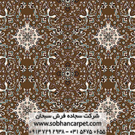 فرش ماشینی یکپارچه طرح سلیمان قهوه‌ای رنگ