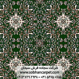 فرش ماشینی یکپارچه طرح سلیمان سبز رنگ