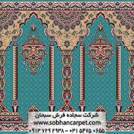 فرش سجاده مسجد طرح مناره با رنگبندی آبی