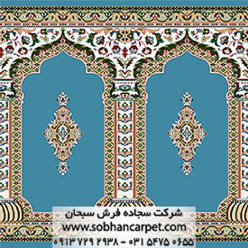 فرش سجاده مسجدی طرح رضوان با رنگ زمینه آبی
