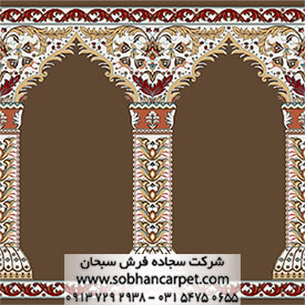 فرش ماشینی محرابی طرح مولانا قهوه‌ای رنگ