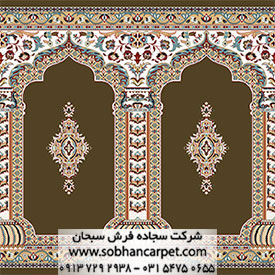 فرش سجاده مسجدی طرح رضوان با رنگ زمینه قهوه ای