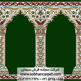 فرش ماشینی محرابی طرح مولانا سبز رنگ