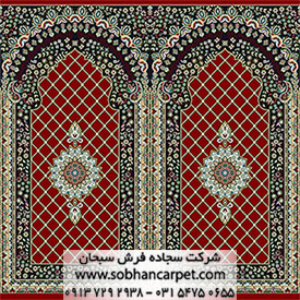 فرش نماز مسجد طرح کرمان قرمز