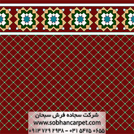 فرش مسجد تشریفاتی طرح فردوس رنگ قرمز روناسی