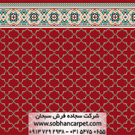 فرش نماز مسجدی طرح شمسه رنگبندی قرمز رناسی