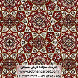 فرش مسجد طرح یکپارچه خاتم رنگبندی قرمز