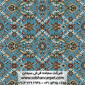 فرش مسجدی طرح یکپارچه بهشتی با رنگ آبی فیروزه ای